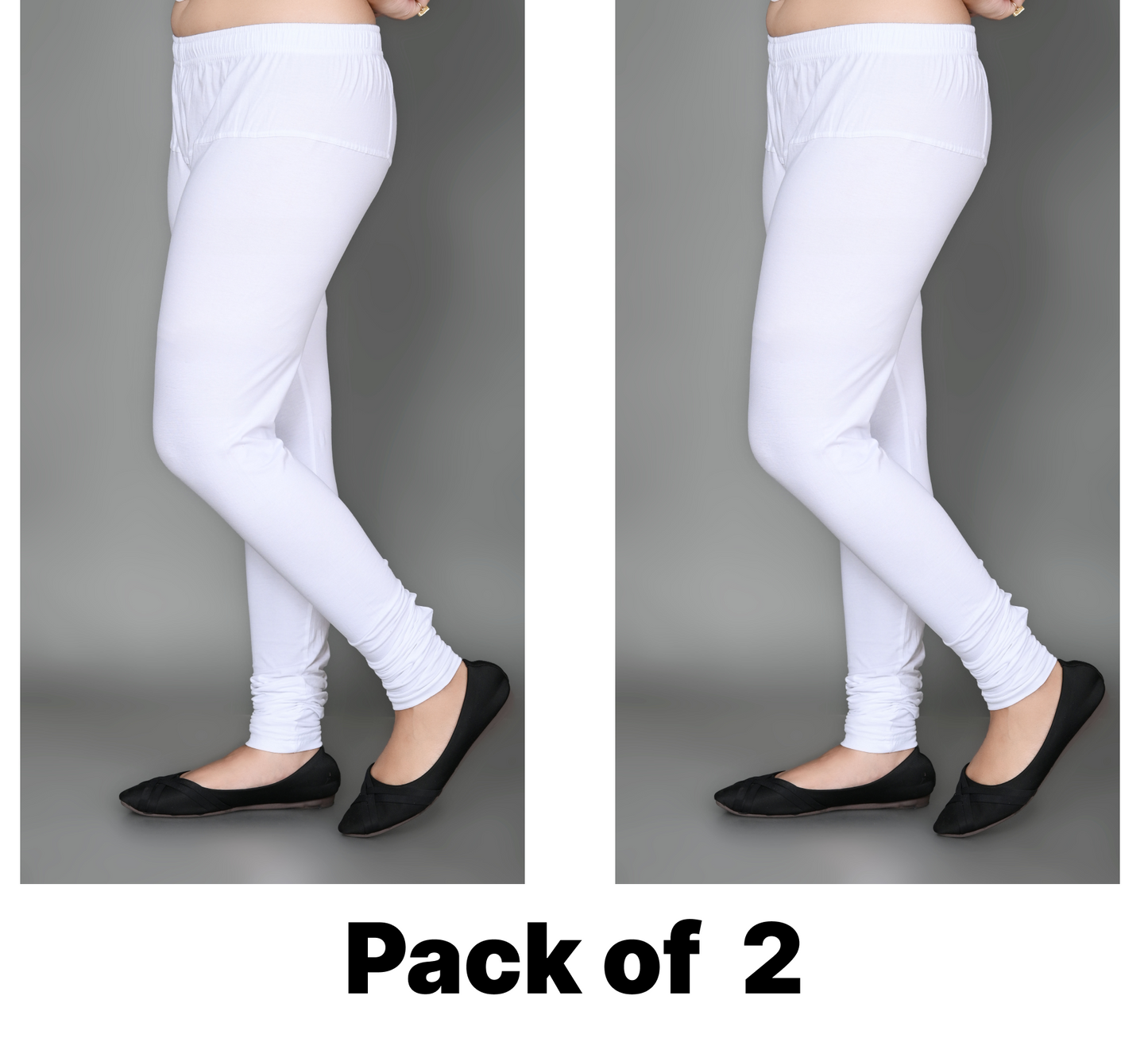 UZON Full Length Pure Cotton Lycra Leggings - Pack of 2