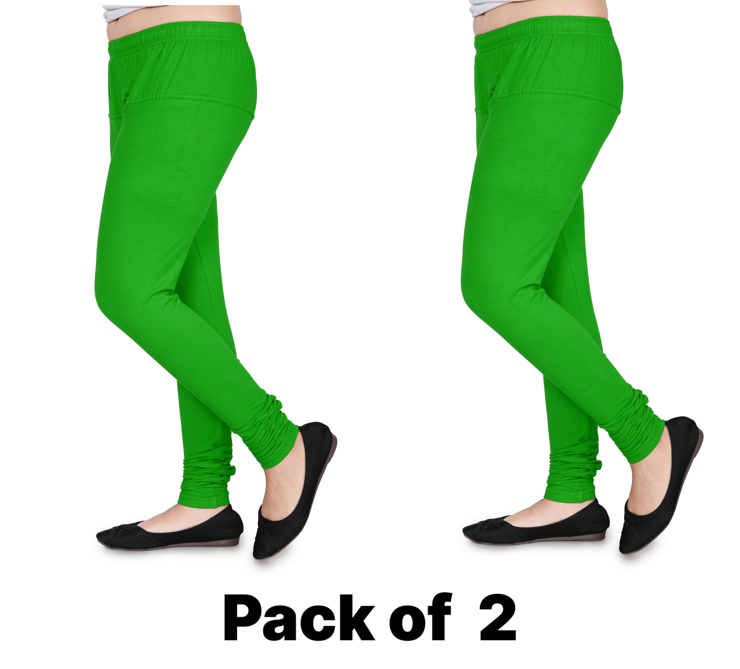 UZON Full Length Pure Cotton Lycra Leggings - Pack of 2