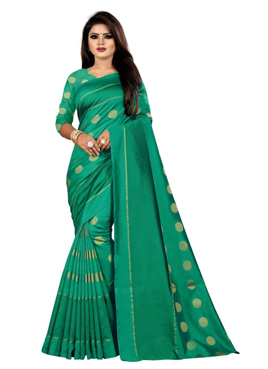 Generic Women's Art Silk Saree with Blouse (Green,5-6 mtrs)