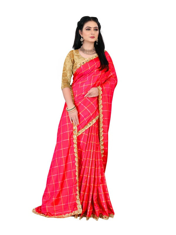 Generic Women's Sana Silk Saree With Blouse (Red, 5-6mtrs)