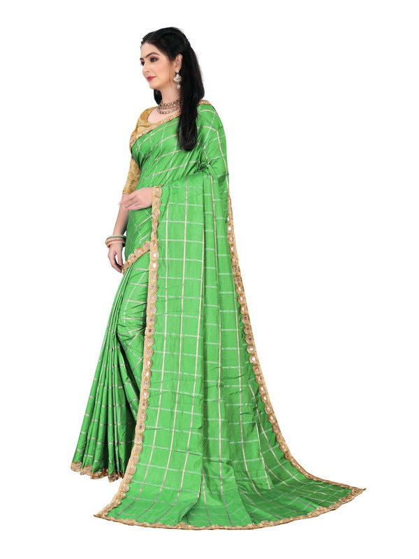 Generic Women's Sana Silk Saree With Blouse (Green, 5-6mtrs)