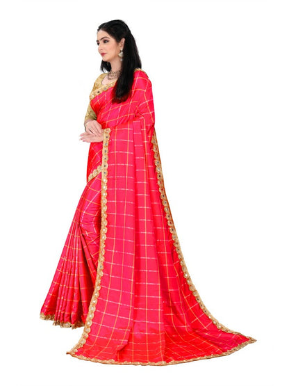 Generic Women's Sana Silk Saree With Blouse (Red, 5-6mtrs)