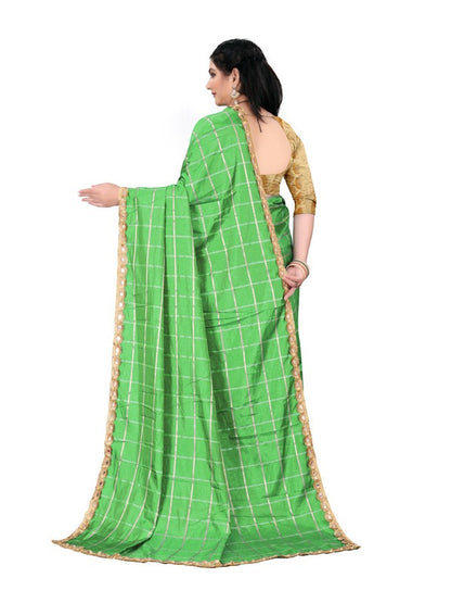 Generic Women's Sana Silk Saree With Blouse (Green, 5-6mtrs)