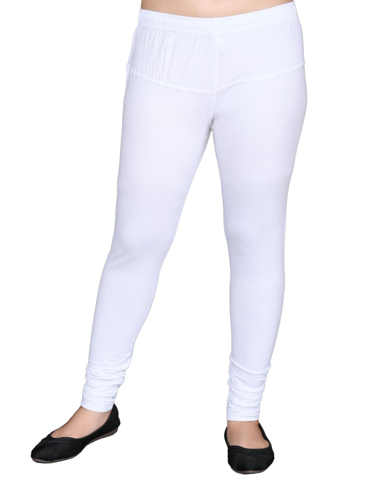 TCG Bio wash 100% pure Cotton with Spandex Light Orange & White Churidar  leggings 2pcs